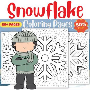 Preview of 20 + Bonus Snowflake Winter Coloring Pages Sheets - December January Activities