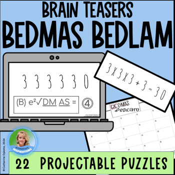 Preview of 20 Brain Teaser Math Challenge Puzzles- Bedmas Order of Operations - Projectable