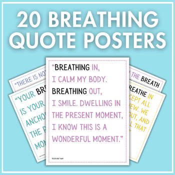 Preview of 20 Breathing Bulletin Board Posters | Middle & High School Wellness Decor