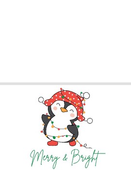 Preview of 20 CUTE Printable Christmas Cards Holiday Card Merry Christmas Penguin Elf Happy