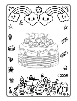 Birthday cake colouring page | Activities | Kidspot