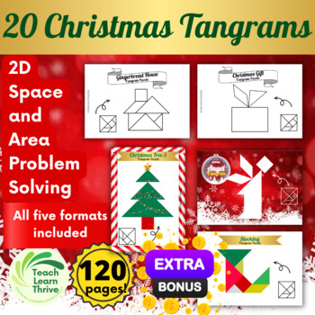 Preview of 20 Christmas Tangram Puzzles & Solutions FIVE formats BONUS Hannukah Dreidels!