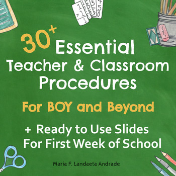 Preview of Essential Teacher and Classroom Procedures + First Week of School Slides
