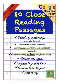 Preview of Nonfiction Information Reading Comprehension Passages and Questions