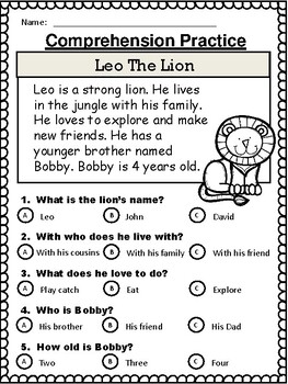 Preview of 20 Reading Comprehension stories (Multiple Choice)  K-2nd Passages