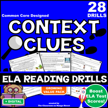 Preview of 28 Context Clues ELA Reading Practice Worksheets/Test Prep