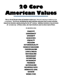 Sociology or Psychology - Fun Activity - 20 Core American 