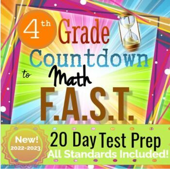 Preview of 20 Days of 4th Grade Florida F.A.S.T. Math Test Prep, PM2/PM3;  All Standards