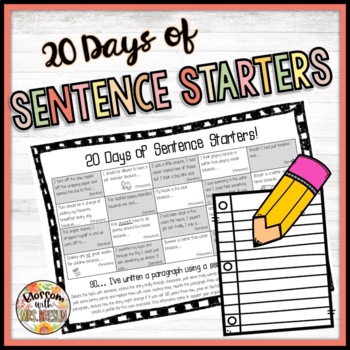 Preview of 20 Days of Sentence Starters
