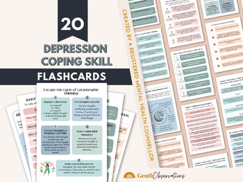 Preview of 20 Depression Coping Skill Cards - Therapy Flashcards