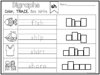 20 digraph color and writing worksheets kindergarten 1st grade ela