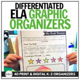 20+ ELA Graphic Organizers Print & Digital (Differentiated
