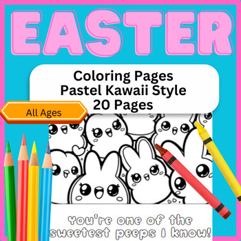 Preview of 20 Easter Coloring Pages (Cute, Cheesy, & Very Punny Bunnies, Chicks, and Peeps)