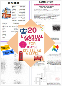 Preview of 20 Essential Words for IGCSE, EFL, ESL, AS and A Level - Activities and Puzzles