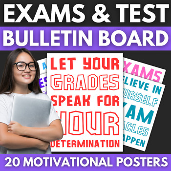 Preview of 20 Exam & Test Bulletin Board Posters | Motivational Exam Hall Decor