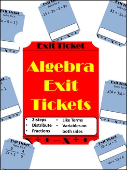 Preview of Solving Equations Exit Tickets
