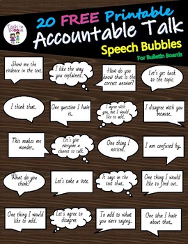 Preview of 20 FREE Accountable Talk Speech Bubbles