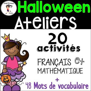 Preview of 20 French Halloween Centers| 20 Ateliers d'Halloween Français et Math