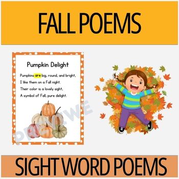 Preview of 20 Fall Sight Word Poems | Shared Reading | Sight Word Activity | New Readers