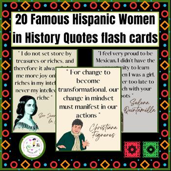 Preview of 20 Famous Hispanic Women in History Quotes flash cards | Hispanic Heritage Month