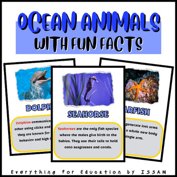 Preview of Ocean Animals | 20 Flash Cards With Fun Facts For Kids