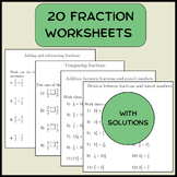 20 Fraction worksheets (with solutions)