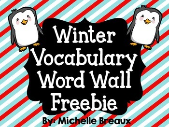 Preview of 20 Free Winter Vocabulary Word Wall Cards