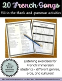 20 French Fill-In-The-Blank Song Lyrics - For French Immersion