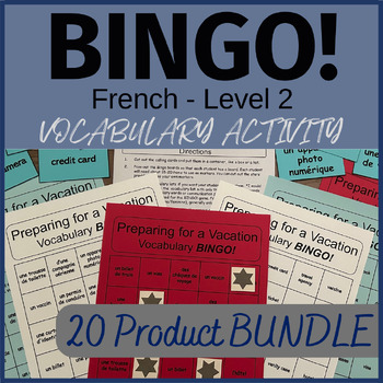Preview of 20 French Vocabulary BINGO! Game BUNDLE  / French Level 2