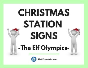 Preview of 20 Fun Christmas Activity Station Signs for PE Class