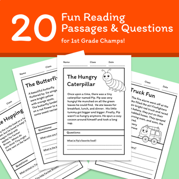 Preview of 20 Fun Reading Passages & Questions for 1st Grade Champs! PDF printables