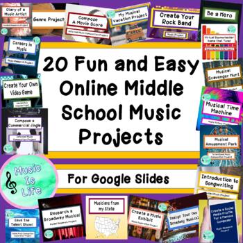 Preview of 20 Fun and Easy Middle School General Music Projects for Google Slides