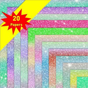 Preview of 20 Glitter Textures Background Digital Papers in rainbow pastels