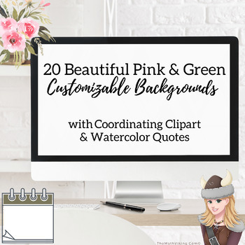 Preview of 20 Google Slides Backgrounds Pretty Greens Pinks Presentations Distance Learning
