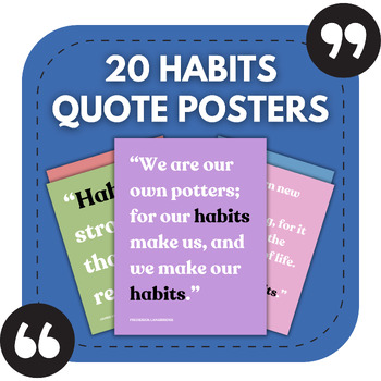 Preview of 20 Habits Bulletin Board Posters | Middle & High School Classroom Decor