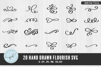 20 Flourish & Swoosh SVG, decoration design By qidsign project