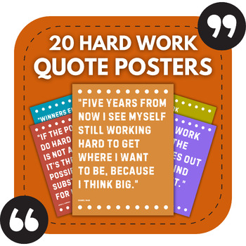 Preview of 20 Hard Work Bulletin Board Posters | Growth Mindset Classroom Decor