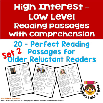 Preview of 20 High Interest: Low Level Reading & Comprehension Passages Grades 5-12: Set 2