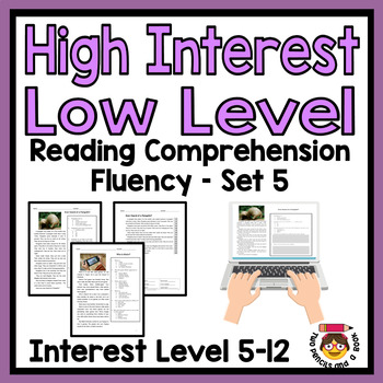 Preview of 20 High Interest: Low Level Reading & Comprehension Passages Grades 5-12: Set 5