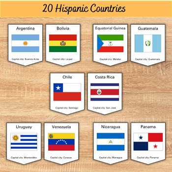 20 Hispanic Country Flags,Hispanic Heritage Month Flag Bunting, Spanish ...