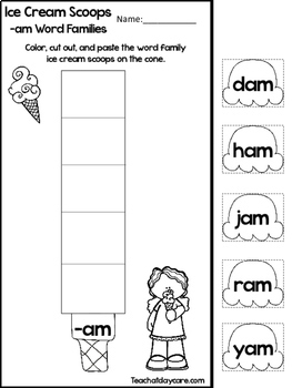 20 ice cream word families worksheets preschool and kindergarten word families