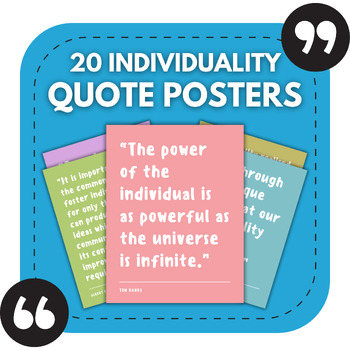 Preview of 20 Individuality Bulletin Board Posters | Middle & High School Classroom Decor
