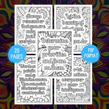 Preview of 20 Inspirational Positive Quotes Coloring Page: Growth Mindset Coloring Pages