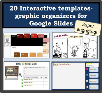 Preview of 20 Interactive Google Slides templates-graphic organizers for Google Slides