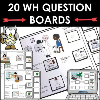 Preview of Interactive adapted WH Question activities for File Folders and digital set A
