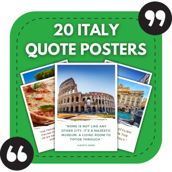 Preview of 20 Italian Classroom Posters | Italy Quotes for Foreign Language Bulletin Boards
