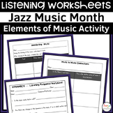 Jazz Music Month Listening Worksheets