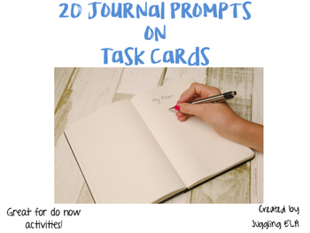 Preview of 20 Journal Prompts on Task Cards (Free)