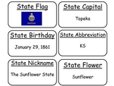 20 Kansas State Fact Flashcards. 1st Grade-7th Grade