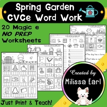 Preview of Spring Garden CVCe Long Vowels Silent e Science of Reading Worksheets No Prep